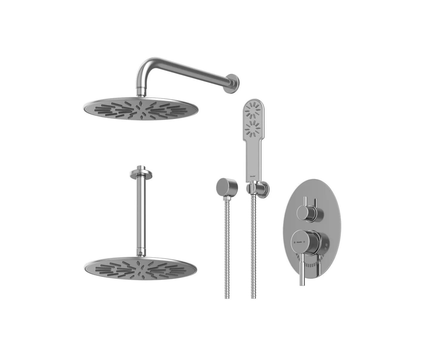 شیر حمام توکار شودر مدل روگن کروم تیپ 3 BRASS
