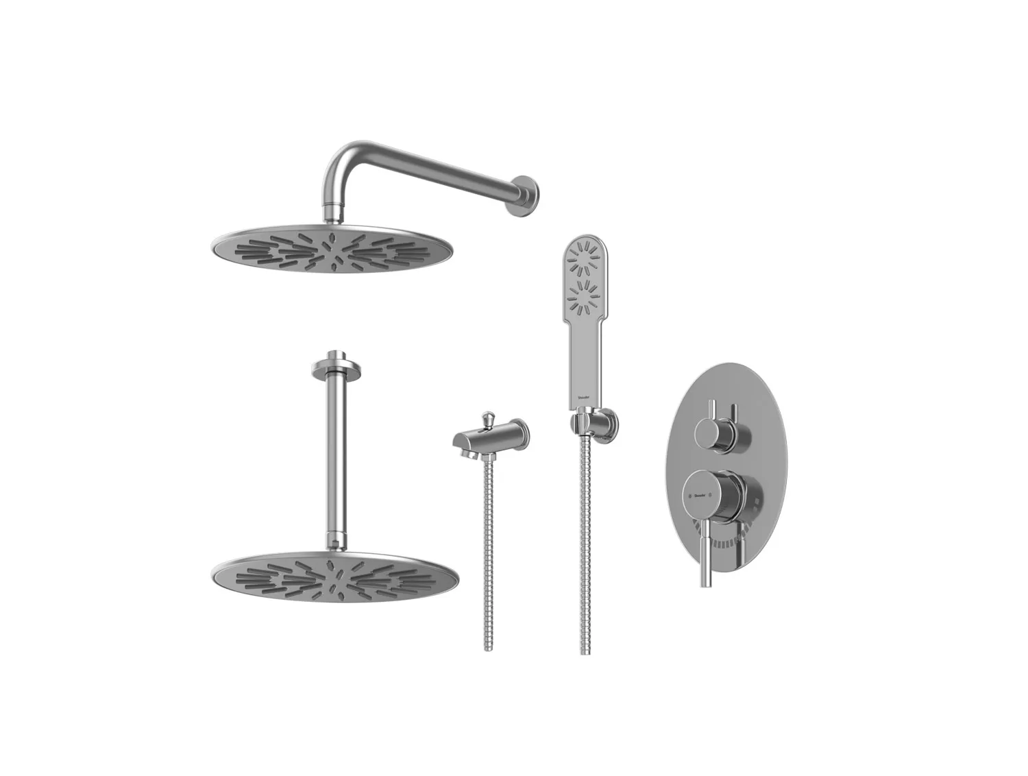 شیر حمام توکار شودر مدل روگن کروم تیپ 4 BRASS