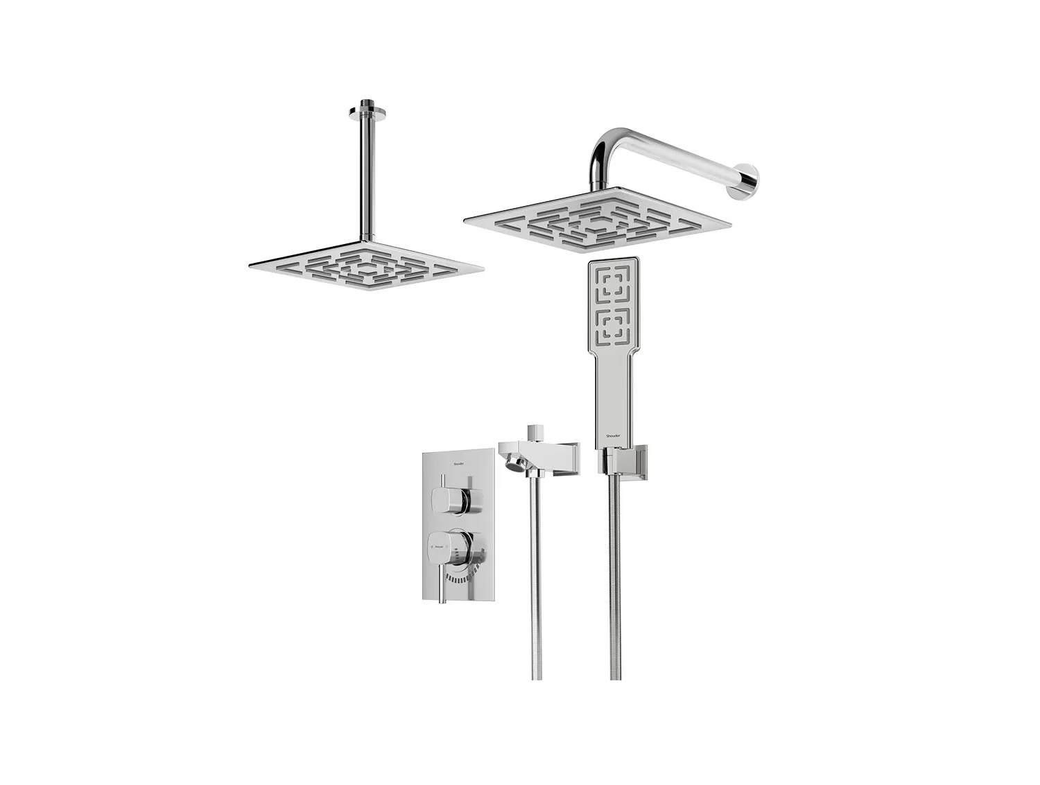 شیر حمام توکار شودر مدل رومر کروم تیپ 4 BRASS