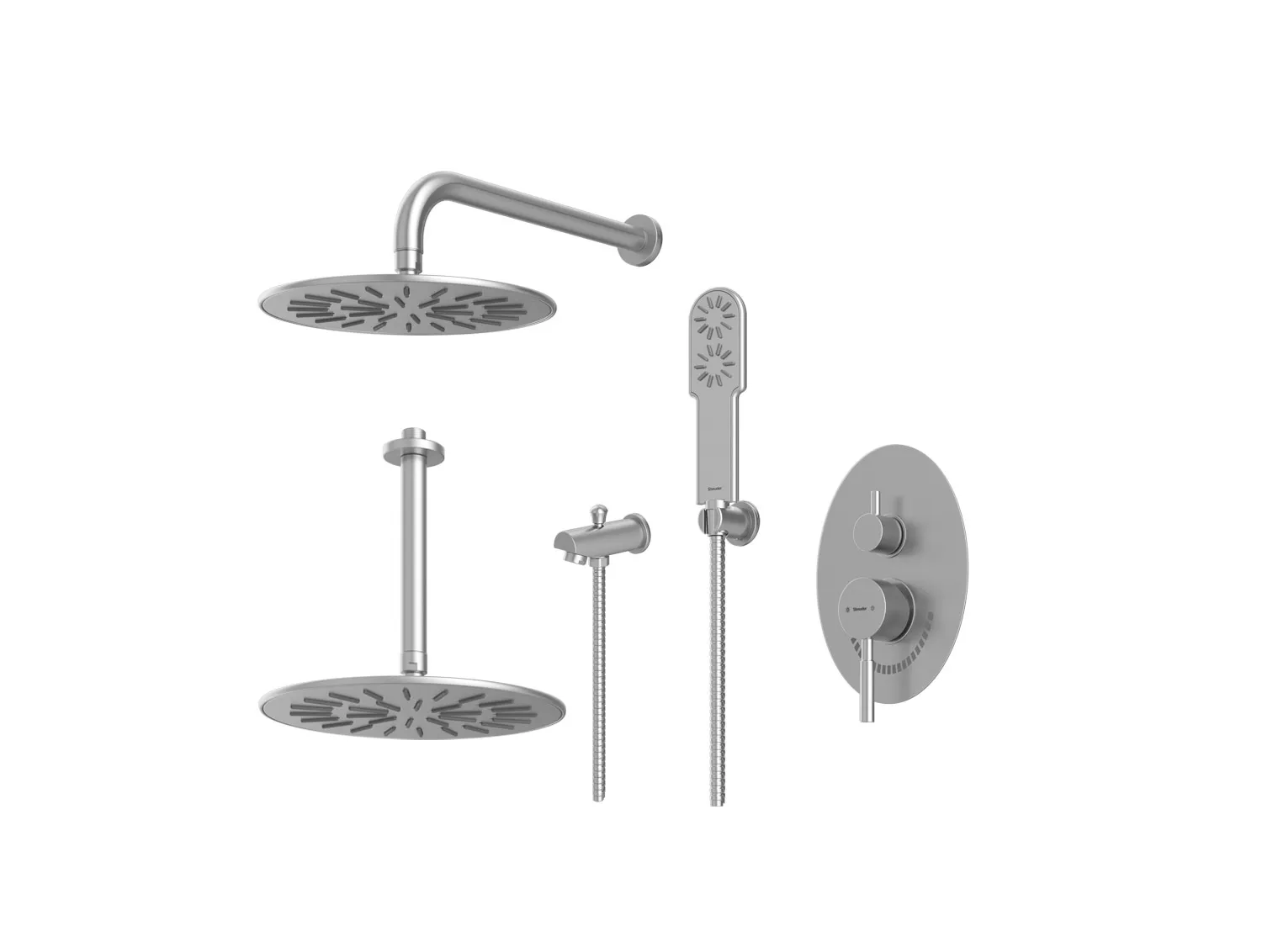 شیر حمام توکار شودر مدل روگن کروم مات تیپ 4 BRASS
