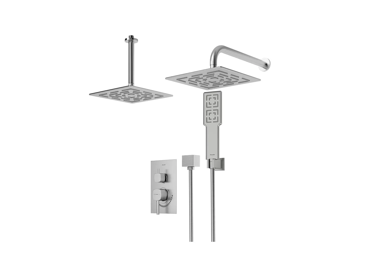شیر حمام توکار شودر مدل رومر کروم مات تیپ 3 BRASS