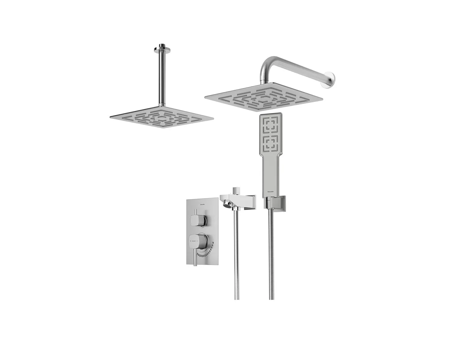 شیر حمام توکار شودر مدل رومر کروم مات تیپ 4 BRASS