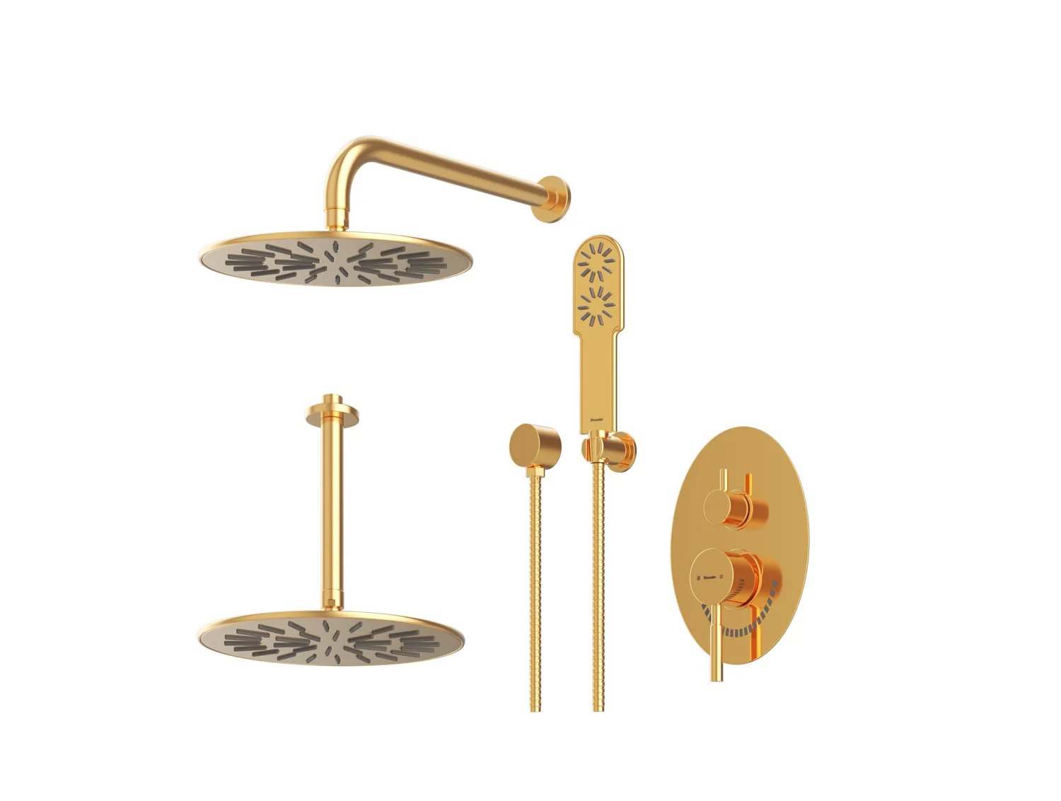 شیر حمام توکار شودر مدل روگن طلا تیپ 3 BRASS