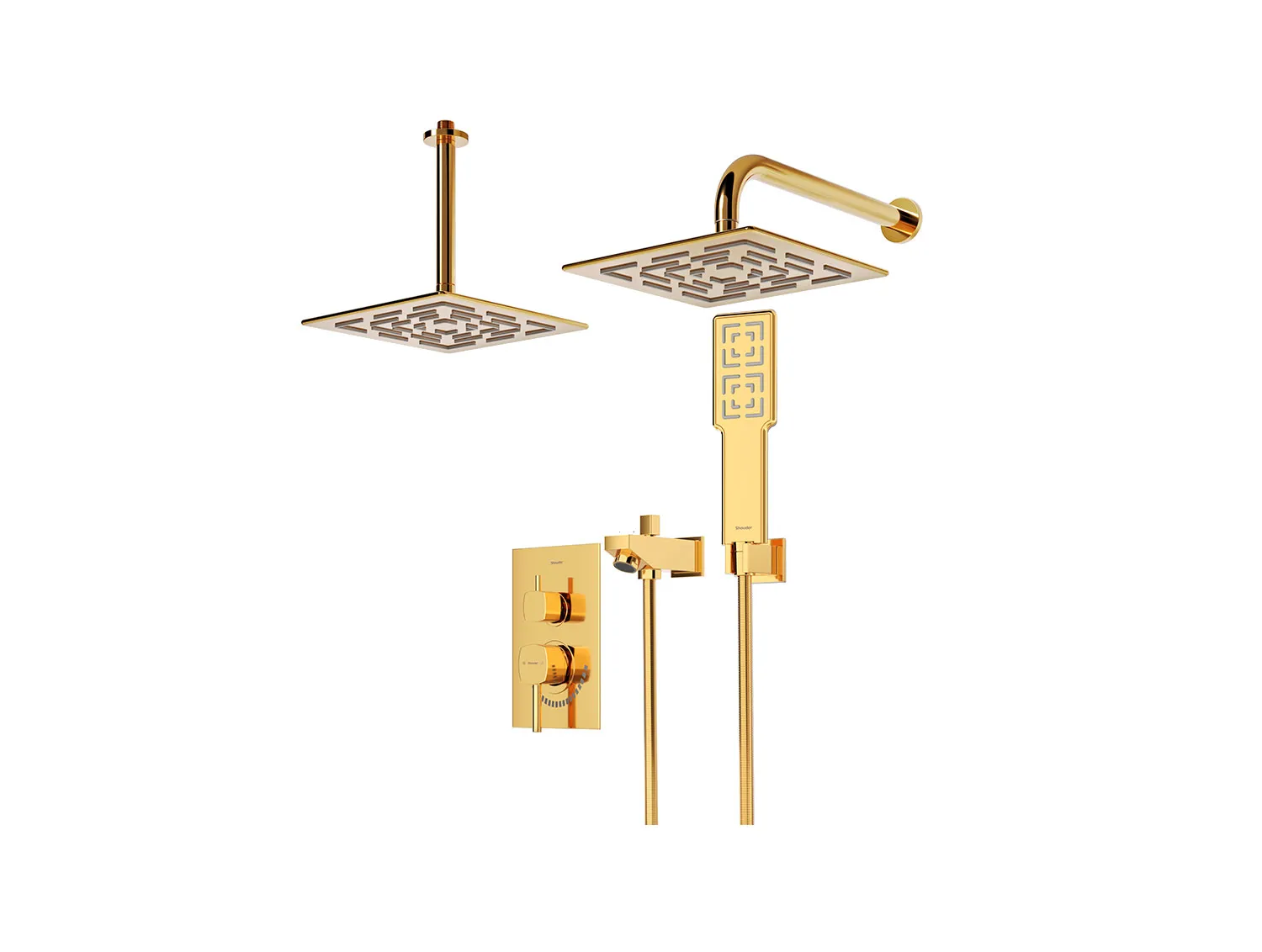 شیر حمام توکار شودر مدل رومر طلا تیپ 4 BRASS