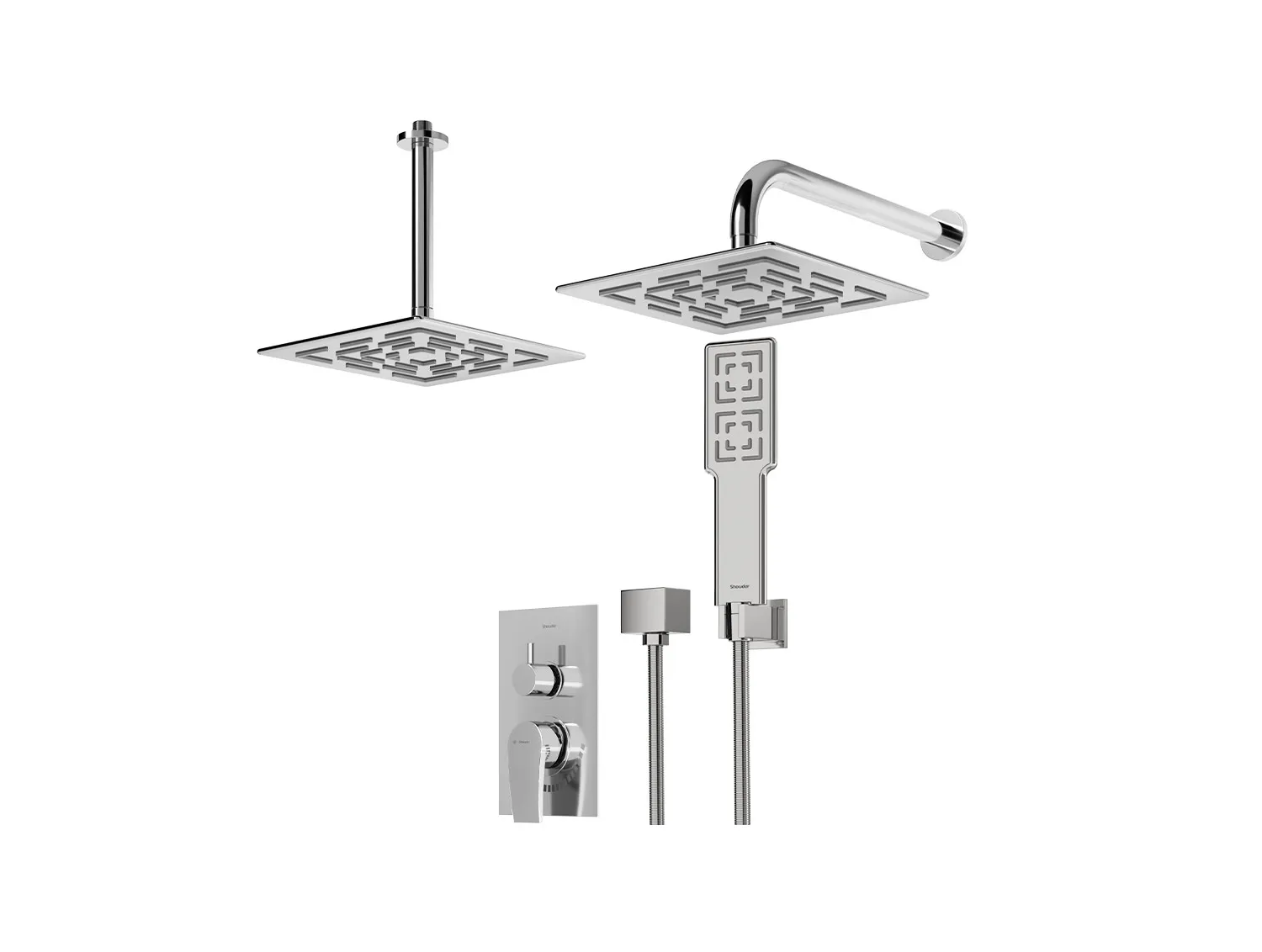 شیر حمام توکار شودر مدل رومر پلاس کروم تیپ 3 BRASS