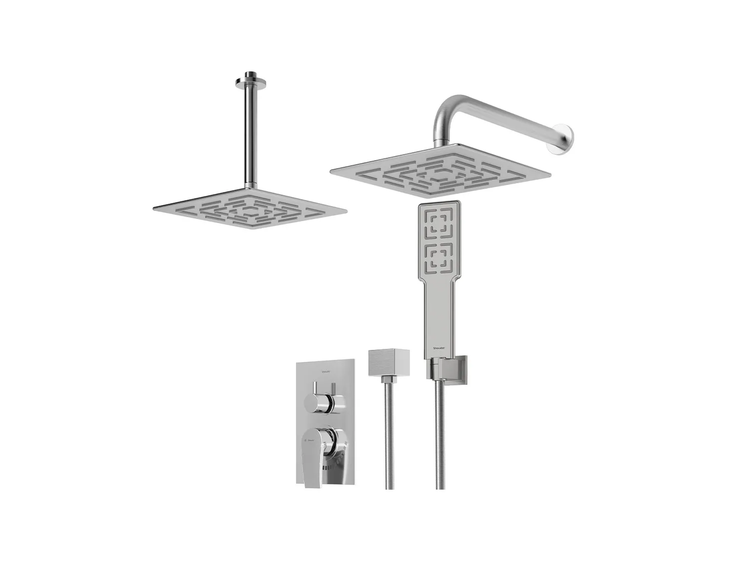 شیر حمام توکار شودر مدل رومر پلاس کروم مات تیپ 3 BRASS