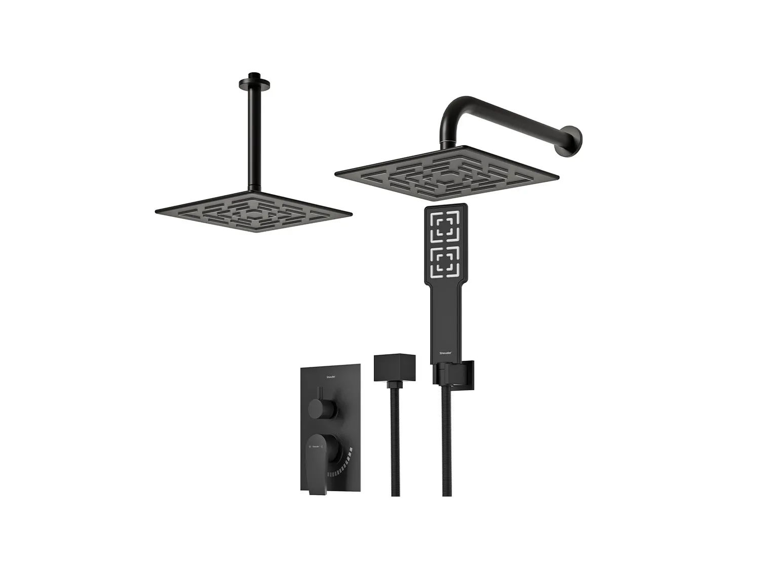 شیر حمام توکار شودر مدل رومر پلاس مشکی تیپ 3 BRASS