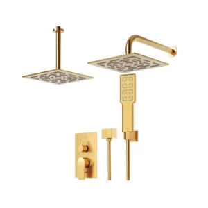 شیر حمام توکار شودر مدل رومر پلاس طلا مات تیپ 3 BRASS