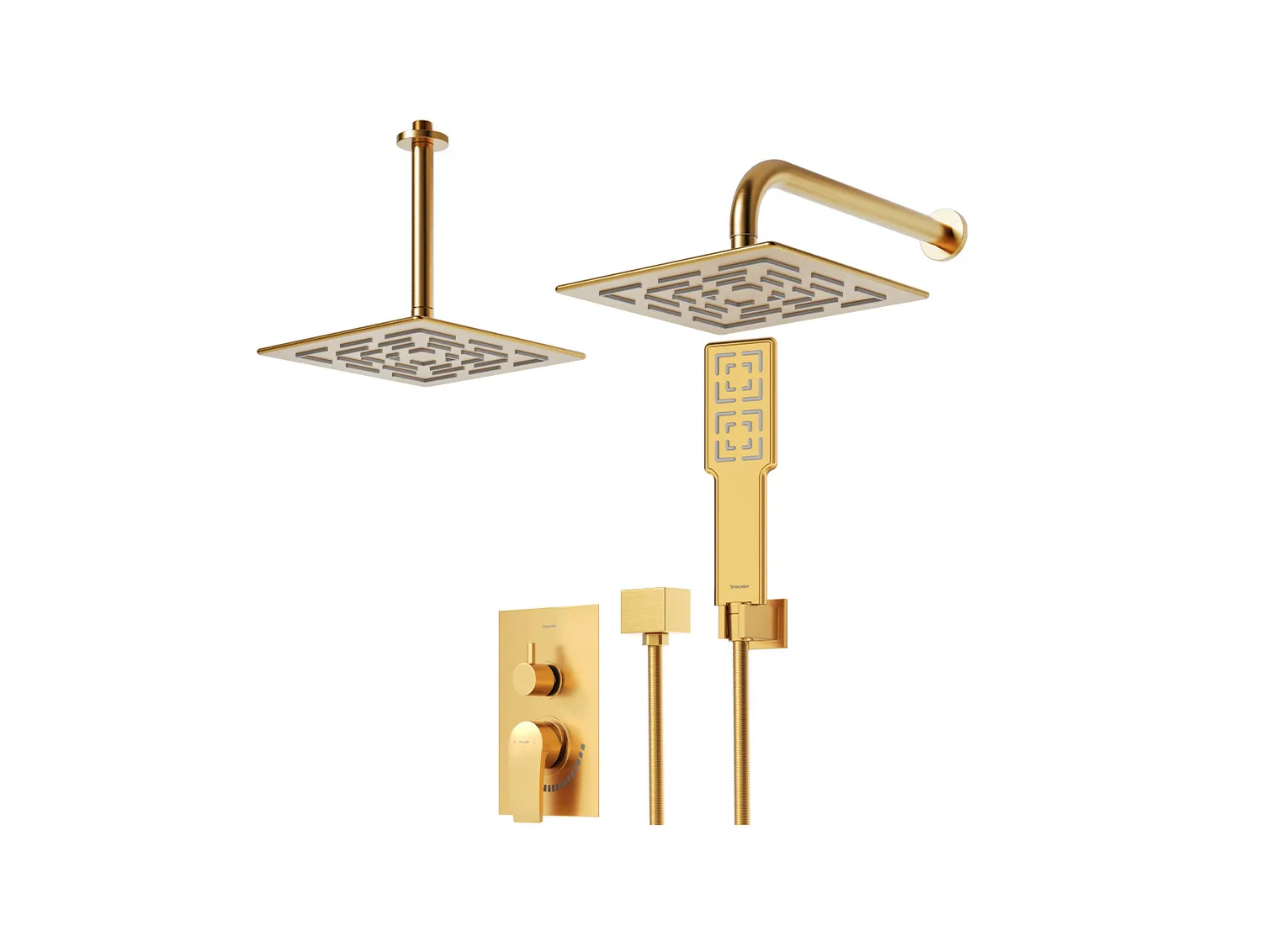 شیر حمام توکار شودر مدل رومر پلاس طلا مات تیپ 3 BRASS
