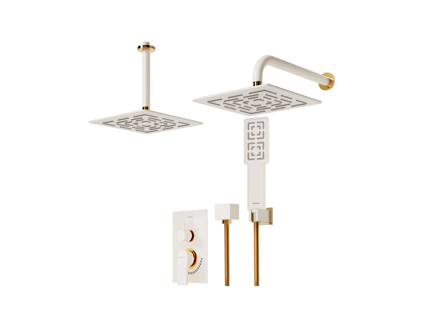 شیر حمام توکار شودر مدل رومر پلاس شیری طلا تیپ 3 BRASS