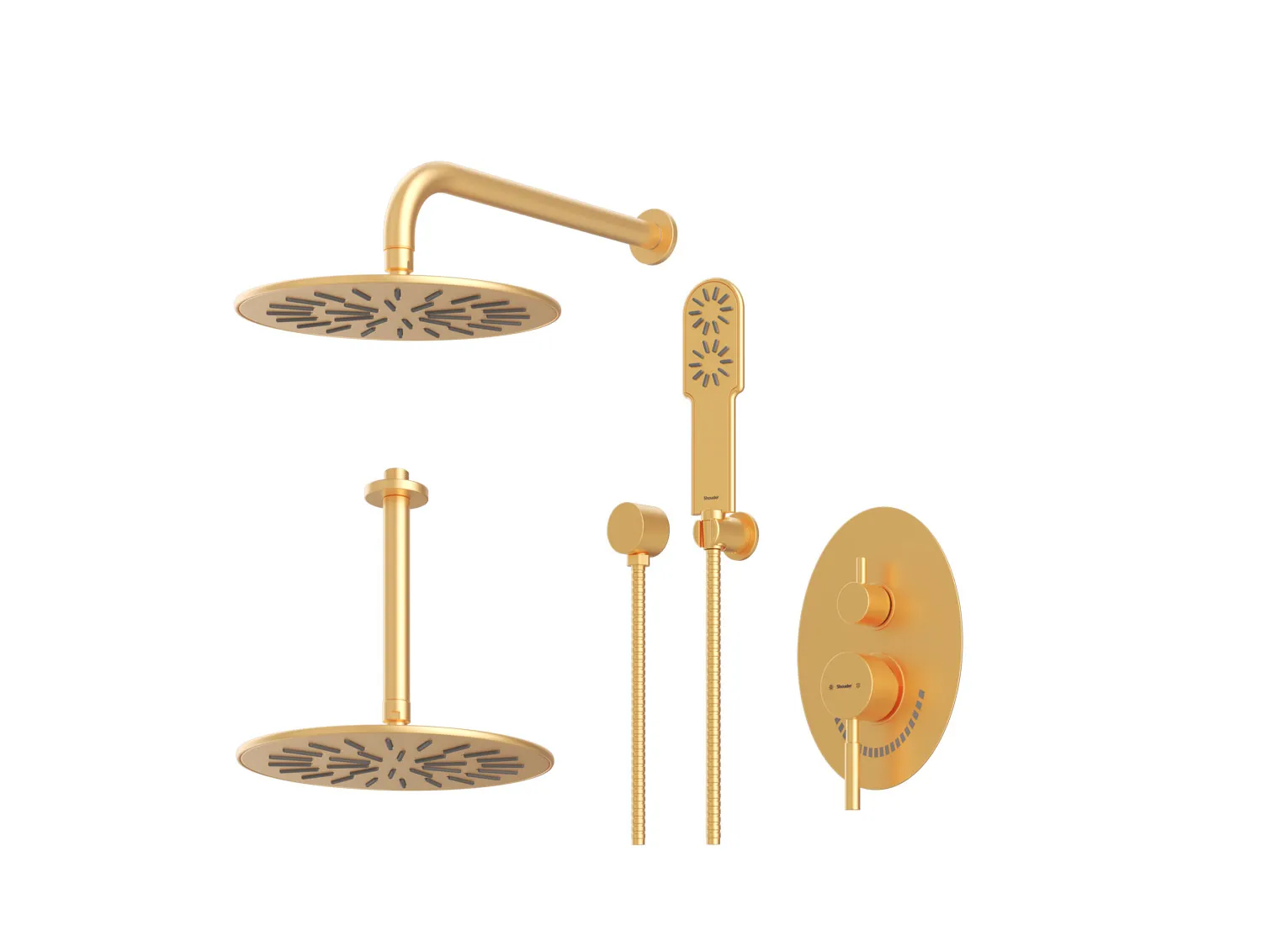 شیر حمام توکار شودر مدل روگن طلا مات تیپ 3 BRASS