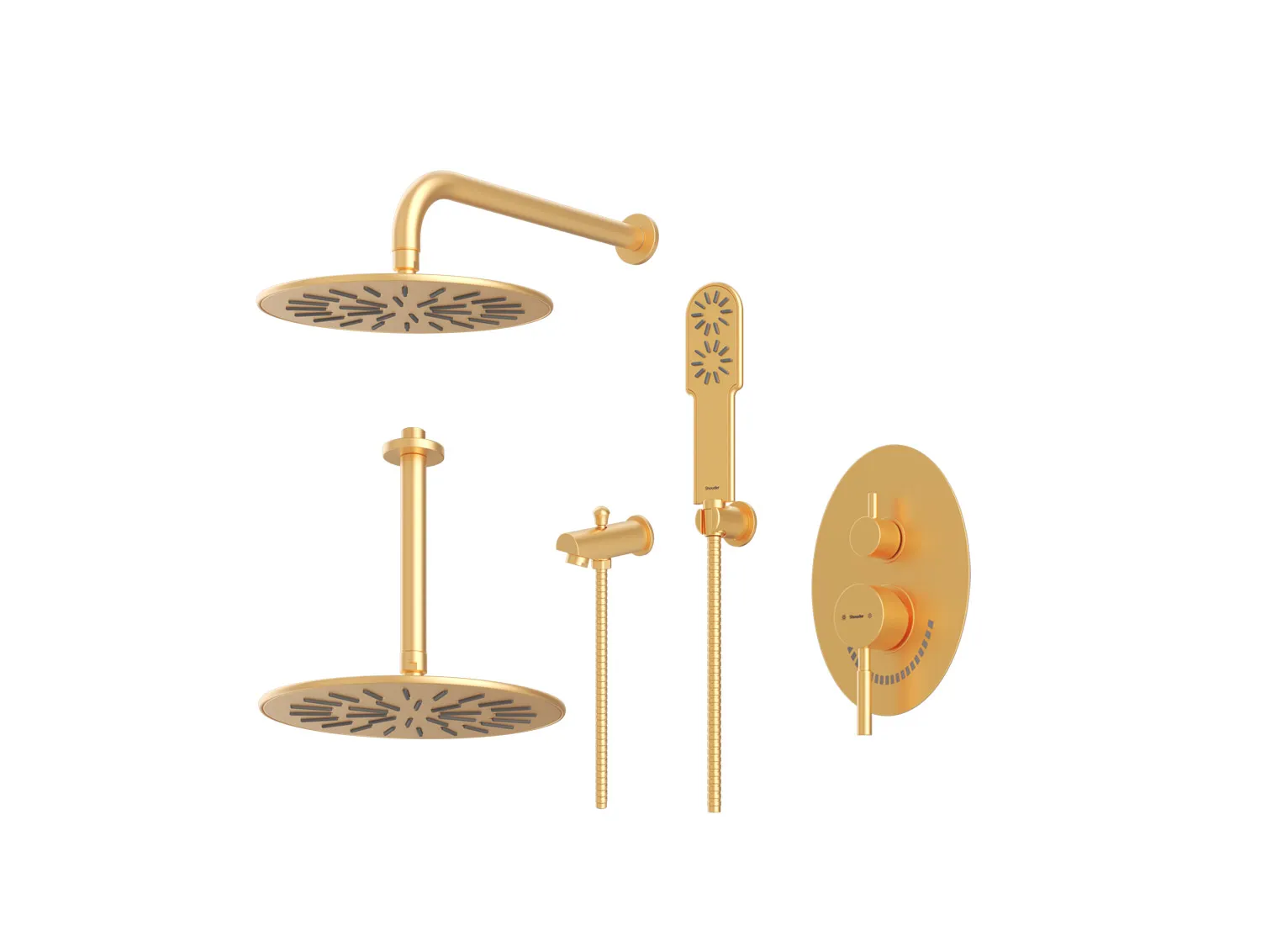 شیر حمام توکار شودر مدل روگن طلا مات تیپ 4 BRASS