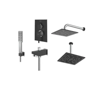 شیر حمام توکار شودر مدل رومر مشکی تیپ 4 BRASS