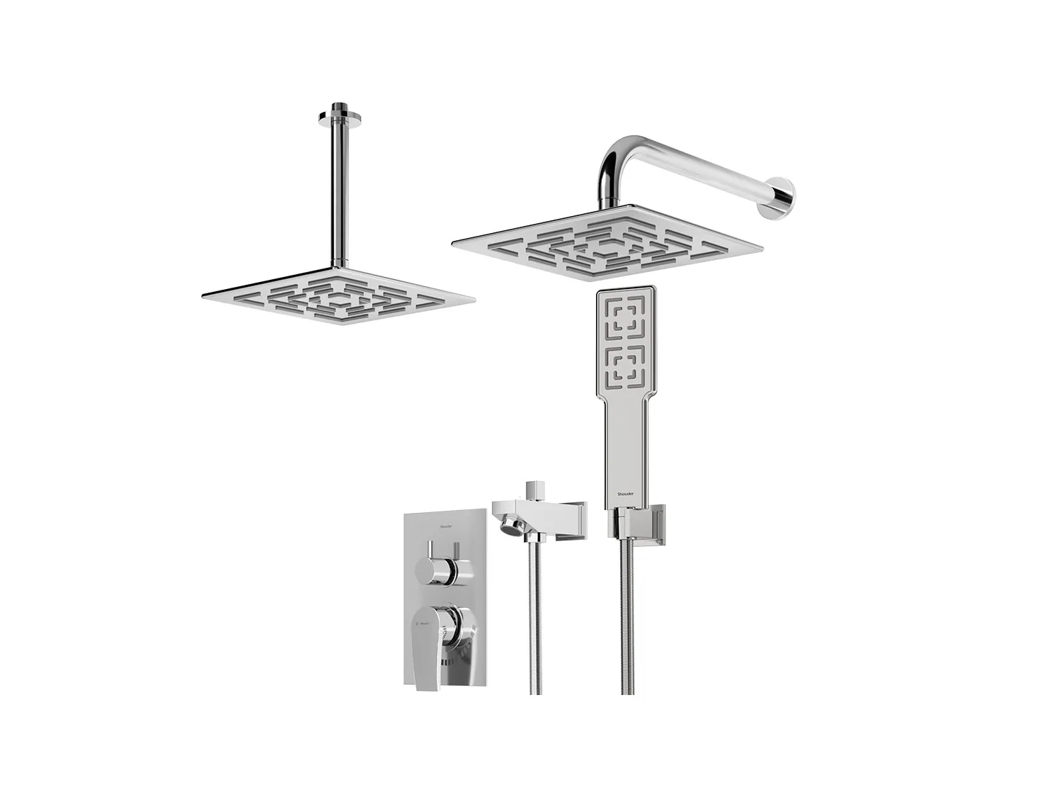 شیر حمام توکار شودر مدل رومر پلاس کروم تیپ 4 BRASS