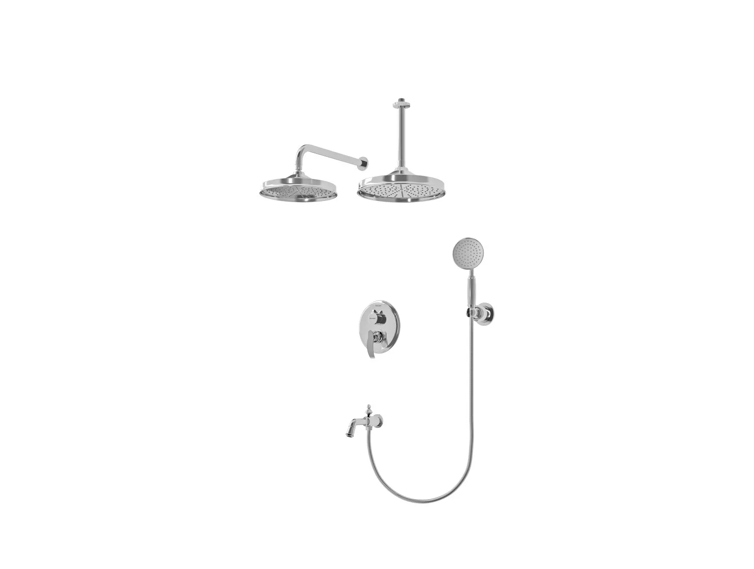 شیر حمام توکار شودر مدل گلوریس کروم تیپ 4 BRASS