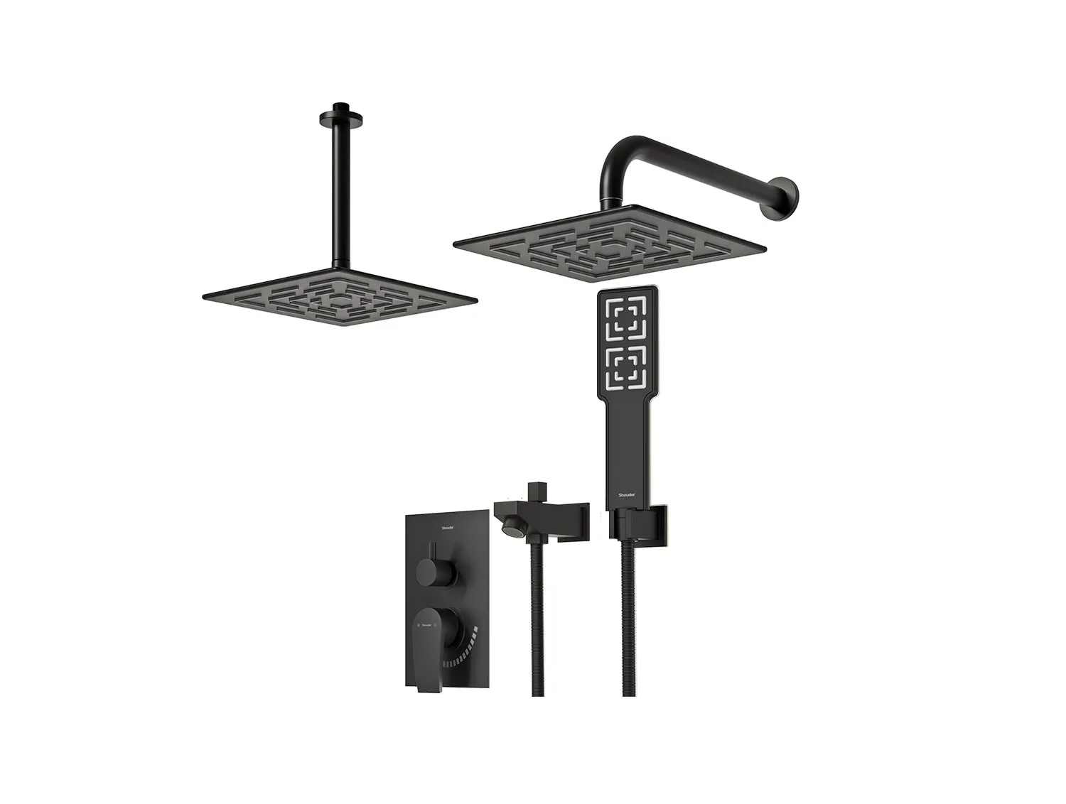 شیر حمام توکار شودر مدل رومر پلاس مشکی تیپ 4 BRASS