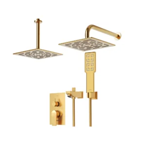 شیر حمام توکار شودر مدل رومر پلاس طلا مات تیپ 4 BRASS