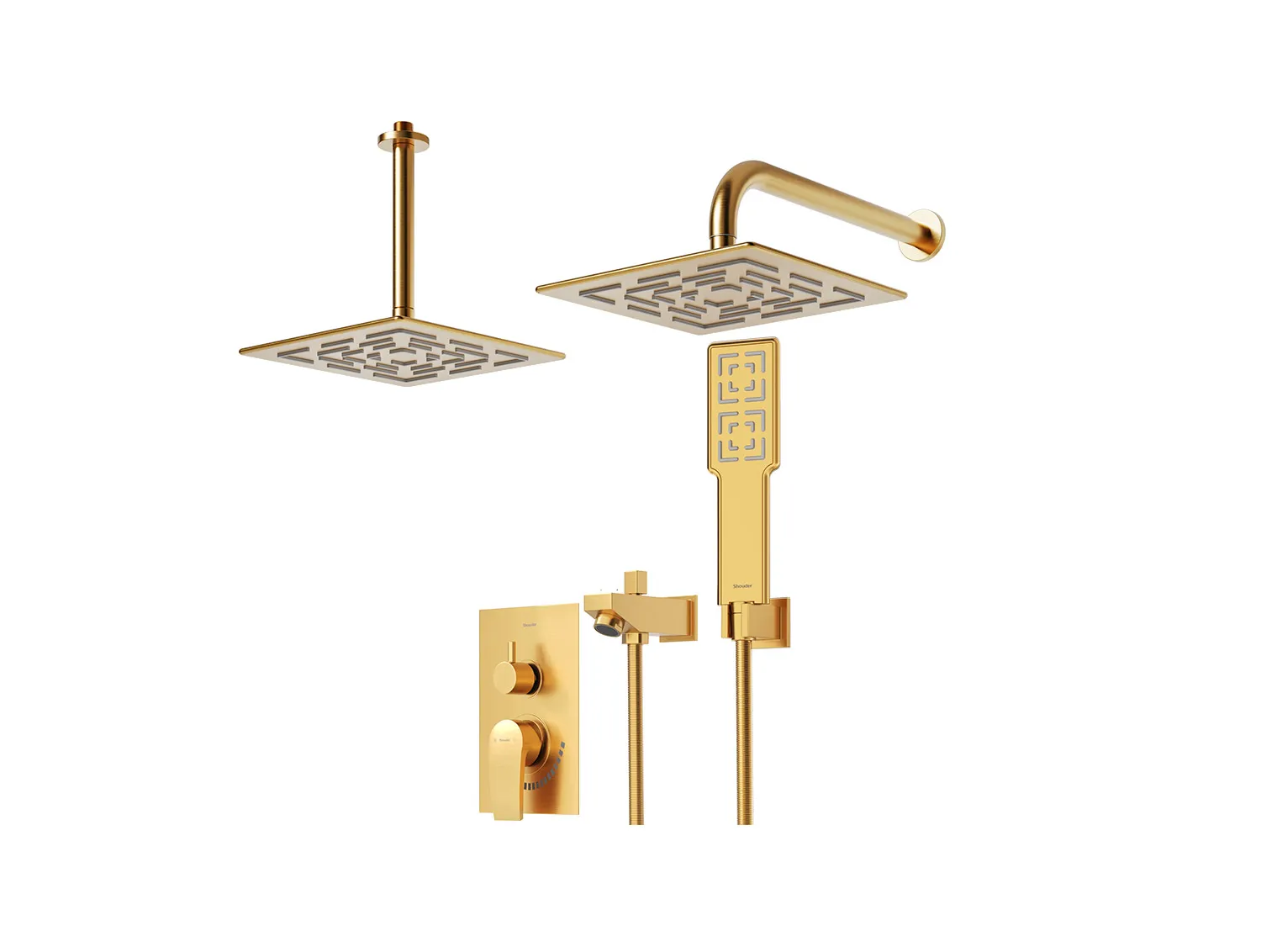 شیر حمام توکار شودر مدل رومر پلاس طلا مات تیپ 4 BRASS