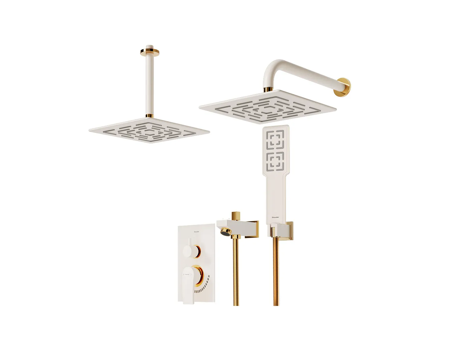 شیر حمام توکار شودر مدل رومر پلاس شیری طلا تیپ 4 BRASS