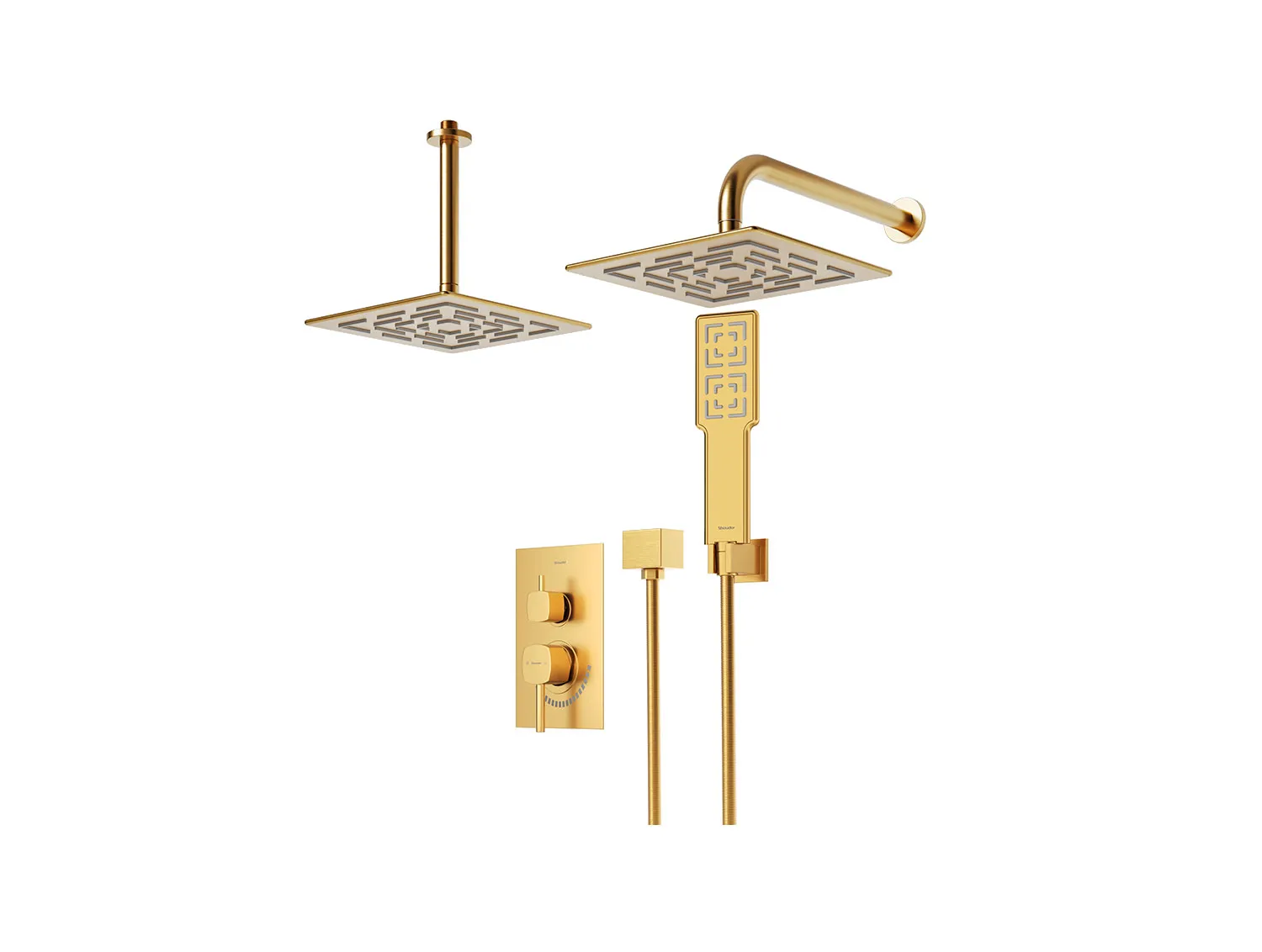 شیر حمام توکار شودر مدل رومر طلا مات تیپ 3 BRASS