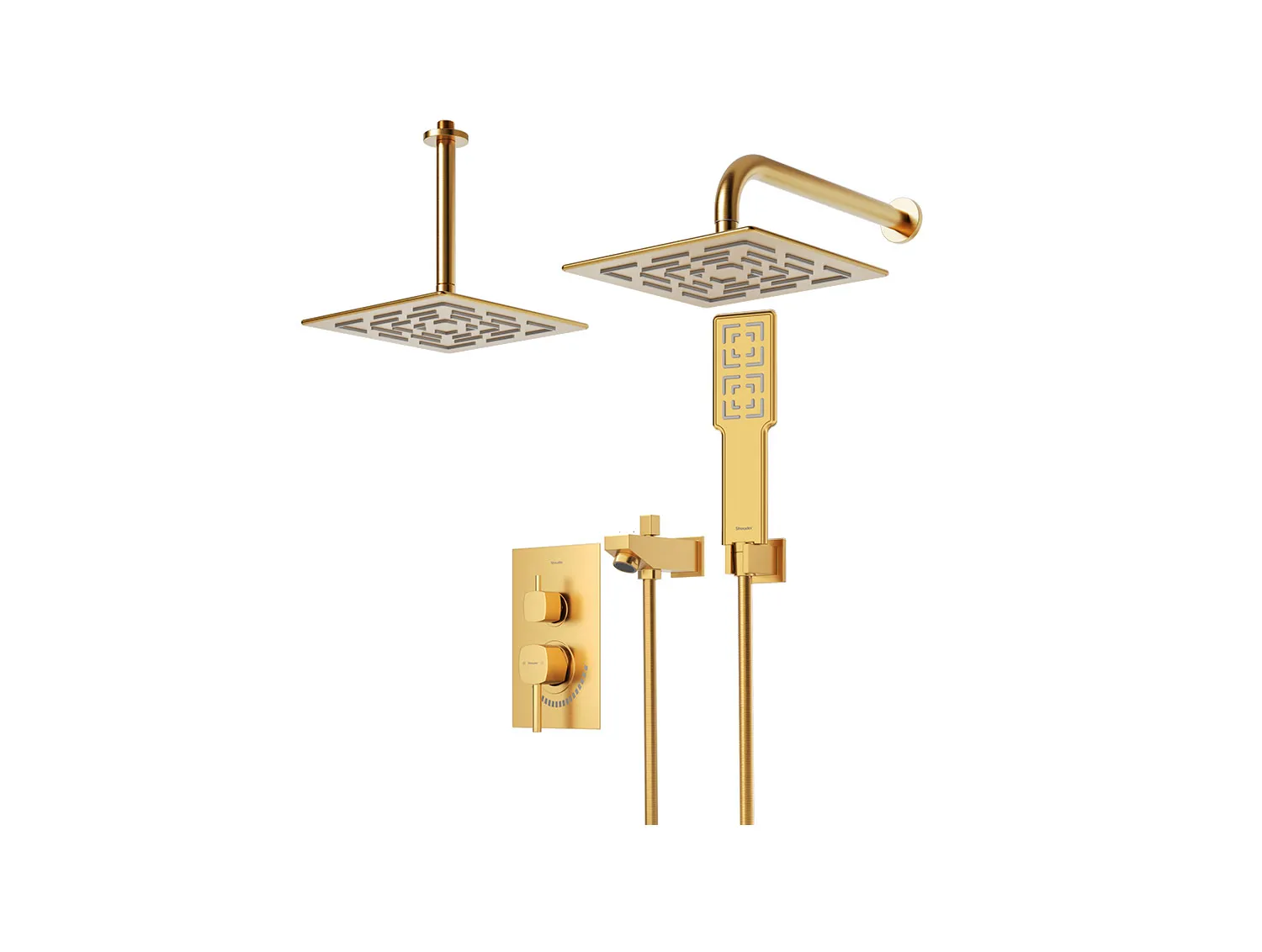 شیر حمام توکار شودر مدل رومر طلا مات تیپ 4 BRASS
