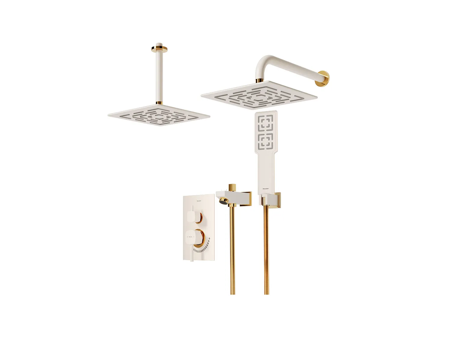 شیر حمام توکار شودر مدل رومر شیری طلا تیپ 4 BRASS